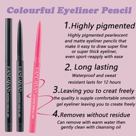 Coloured Eyeliner Liquid Eyeliner Set, 3 Colours Matte Eyeliner Pencil, All Day Long-Lasting Eye Liners Waterproof Sweat Resistant Highly Pigmented Eyeliner Pencil for Makeup Tool (Cyan Blue Purple)