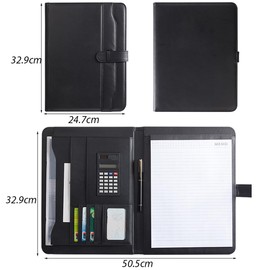 HHWRT Zippered Padfolio, Portfolio Binder Organizer, Portfolio Business Folder with Zipper, Portfolios Folder for Documents, Superior Leather Business with Zipper, Faux Leather Portfolios