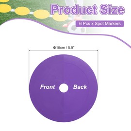 PATIKIL Spot Markers 6 Inch, 6 Pcs Non-Slip Floor Dots Agility Markers Flat Field Cones Poly Dots with Hole for Gym PE Speed Training Dance Soccer Basketball Sports, Purple