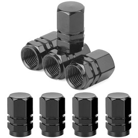 QISF 8 PCS Tire Valve Stem Caps | Aluminum Tire Valve Cap with Rubber Ring | Tyre Dust Caps | Universal Tire Stem Dust Covers Replacement for Cars Bicycle Trucks Motorcycles | Black