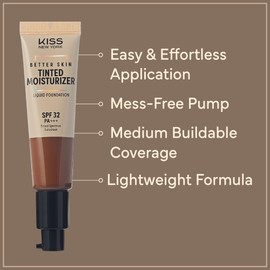 Kiss New York Tinted Moisturizer with SPF 32 PA+++ (Mocha) With Kabuki Brush,12 Hour Hydrating Sunscreen for Face, No White Cast for Dark Tones, Natural Finish With Hyaluronic Acid, Vitamin E