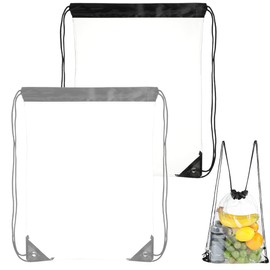 WeddHuis 2 Pack Festival Bag Clear Bag Waterproof Sports Bag Cosmetic Bag Accessories Festival Bag Large for Event Stadium Swimming Outdoor etc Drawstring Backpack, multicoloured