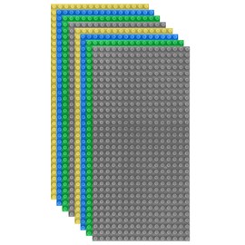 HUIZDQ 8 Pack Classic Baseplates Building Plates for Building Bricks 100% Compatible with All Major Brands-Baseplate, For Kids 3 Years Up, 5" x 10", Multicolored