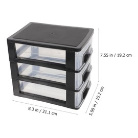 Tofficu Plastic Storage 3 Drawer Storage Tower Multifunctional Storage Cabinet with Clear Drawers Storage Case Organizer for Craft Stationary (3 Layers Black)