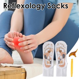 Pressure Point Socks,Feet Relaxing Chart Sock And Massage Stick Set - Body Relaxation Tool for Home, Massage Shop, Gym, stadium, Yoga Room