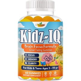 Kidz IQ Focus Gummies for Kids & Teens Omega 3 DHA Vitamins for Kids Supplements for Memory and, 60정 / Kidz IQ Focus Gummies for Kids & Teens Omega 3 DHA Vitamins for Kids Supplements for Memory and, 60정