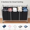 STORAGE MANIAC 5 Section Laundry Sorter, 5 Bins Rolling Separator