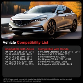 GPMMWPG UF603 Ignition Coil Pack Iridium Spark Plugs Fits for Honda Accord 2008-2012, Accord Crosstour 2010-2012, Odyssey 11-17, Pilot Ridgeline, Fits for Acura TL TSX RDX RL ZDX, V6 3.5L 3.7L