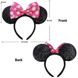 DRESHOW Mouse Ears Bow Headbands Glitter Party Decoration Cosplay Costume for Women