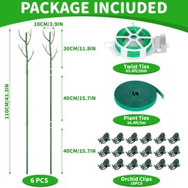 6 Pack Monstera Plant Support Stakes 43.3 Inch Plant Sticks Support Tall Plant Trellis for Indoor Climbing Potted Plants