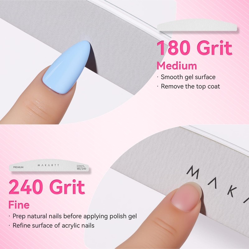 Makartt Nail File - 180/240 Grit Emery Boards for Nails,