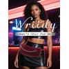 Wriidy Fur Leather Belt Red Women Punk Belt Wide Bead