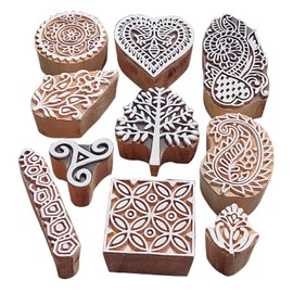 Royal Kraft Assorted Wooden Block Printing Stamps (Set of 10) Bulk01_10B