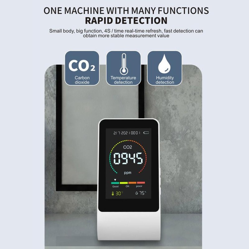 Air Quality Monitor CO2 Detector Temperature Meter Humidity Meter Instantly