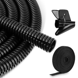 Cable Tidy Sleeve 10Ft Black Cable Management Wire Tidy Cord Protector for TV, PC, home, office and garden, Provides cable protection for dogs and cats from pet chewing