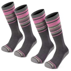 TurnWay 2 pares de calcetines de esquí 85% algodón para esquí, snowboard, actividades al aire libre de invierno para hombres y mujeres, Rosado, Small