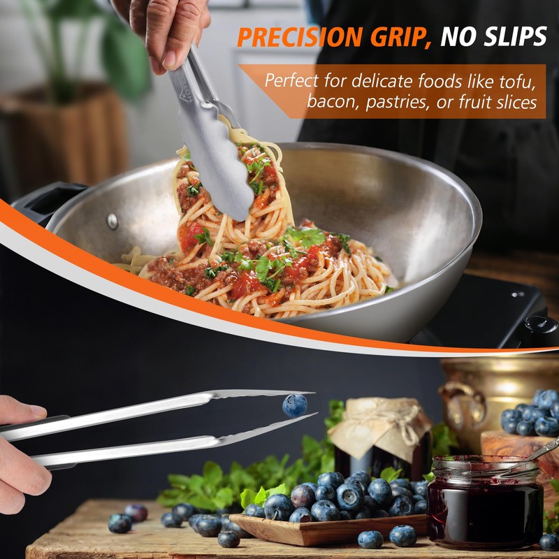 Hotec Stainless Steel Kitchen Tongs Set of 2 - 9"