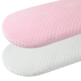 Minky Bassinet Sheet Set 2 Pack Stretch Fitted Cradle Sheets,Ultra Soft Thick Universal Fit Oval Rectangle Hourglass Pad/Mattress, for Baby Girls and Boys White Pink
