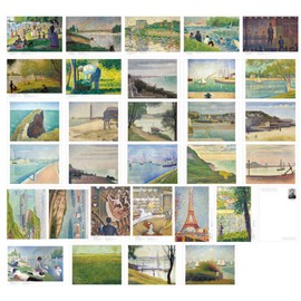 HOSTEESSCHOICE Vintage Art Postcards set of 30 Post card of France Artist Georges Seurat variety pack Famous Painting Scenery,4 x 6 Inches