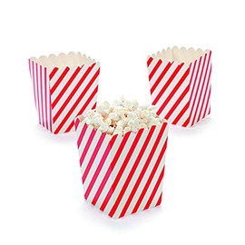 Paper Mini 4" Red and White Striped Popcorn Boxes 24 pc