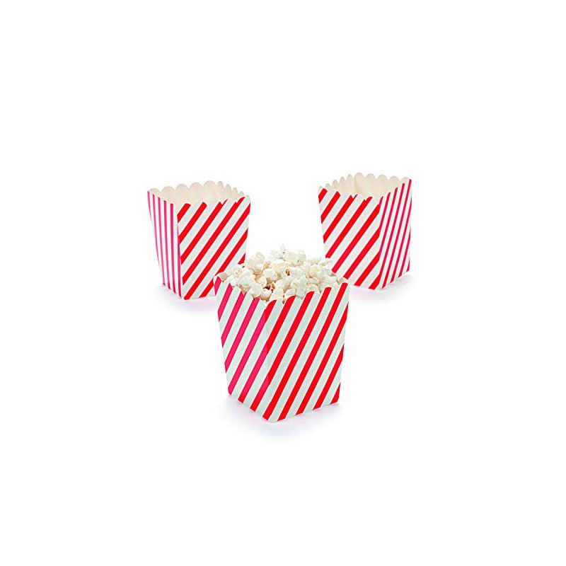 Paper Mini 4" Red and White Striped Popcorn Boxes 24