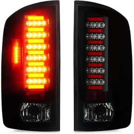 KOMAS LED Tail Light Compatible with Dodge Ram 1500 2002 2003 2004 2005 2006, Ram 2500 3500 2003 2004 2005 2006, Rear Taillight Assembly, 55077348AF 55077347AF CH2801147 CH2800147
