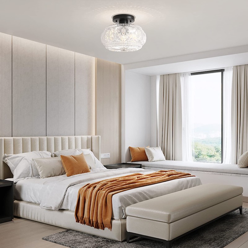 OYKYOHEI Semi Flush Mount Ceiling Light, Globe Glass Ceiling Light