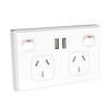 HITRENDS Double Power Point with 2 USB A, GPO Wall