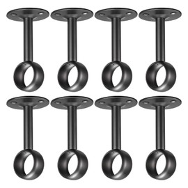 sourcing map Curtain Rod Closet Holders, 1'' Stainless Steel Wardrobe Pipe Lever Bracket, Ceiling Brackets Holder, Black 8Pcs
