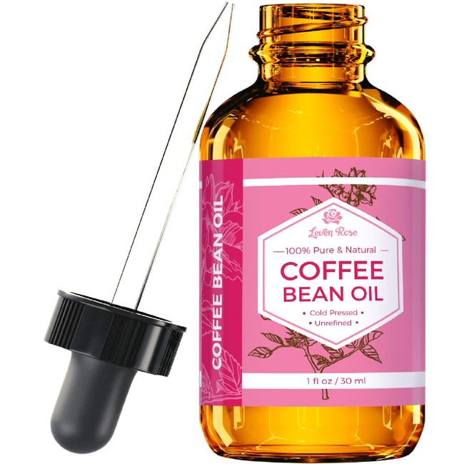 Coffee Bean Oil by Leven Rose, 100% Natural Pure Cold Pressed Unrefined Coffee Bean Oil 1 oz