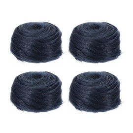 MECCANIXITY Faux Fur Fabric Square, 59x3.5 Inches Furry Fur Cuts Patches Plush Rug Chair Cover Seat Cushion Pad Dark Blue for Crafts Christmas Decoration Pack of 4