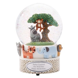 Things Remembered Engraved Safari Animals Musical Snow Globe (Free Customization), Plays Teddy Bear Picnic Music