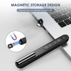 Presentation Clicker for Powerpoint Presentations, Presenter Remote USB C&USB A 2 in 1,Power Point Slide Clickers for Open Hyperlinks & Volume Control Windows/Mac (01)