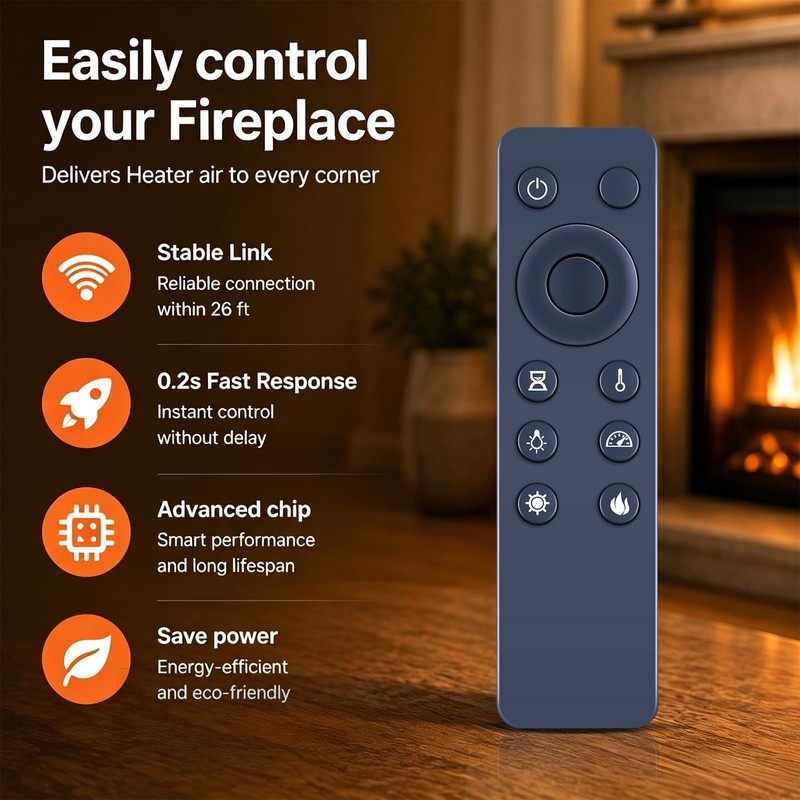 Replacement Remote for Twin Star Classic Flame Electric Fireplace Heater