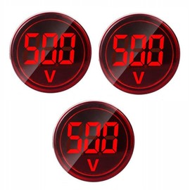 Szliyands 3pcs Digital Display AC Voltage Indicator, 22mm Round Head LED Voltage Tester AC50~500V Voltmeter Monitor (Red)