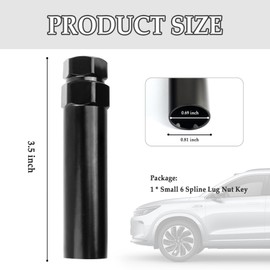 Small 6 Spline Lug Nut Socket,Wheel Lock Key Replacement for Aftermarket 6 Spline Lug Nut,Wheel Lock Removal Tool for 19 mm(3/4 Inch)&21 mm(13/16 Inch) Hex Socket Wrench (Small 6 Spline)