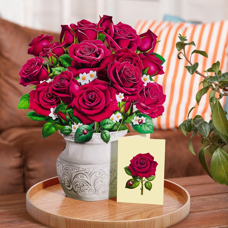 Airpark Pop Up Card, Paper Flowers Bouquet Greeting Cards, Birthday