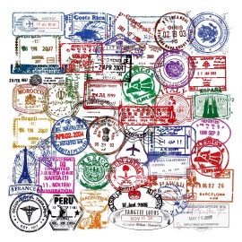 Travel Stamps 50 Retro Customs Stamp Stickers World Travel Tourist Decals Set B Free Shipping!