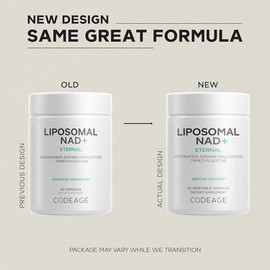 Codeage Suplemento liposomal NAD+ - NAD Nicotinamida Adenina Dinucleótido Coenzima Píldoras - 500 mg NAD+ por porción y betaína anhidra - Entrega lipo