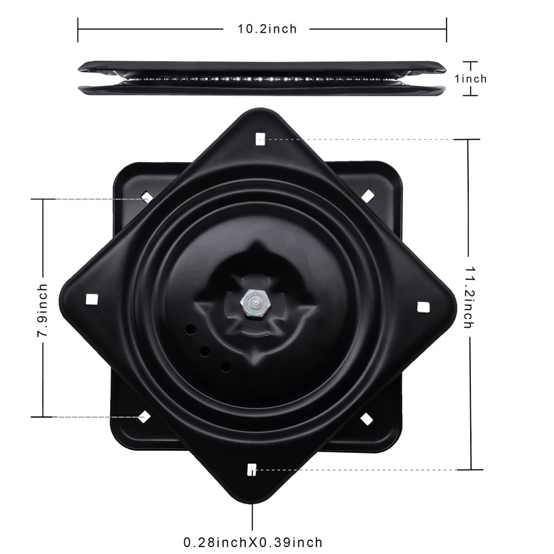 Frassie 2 Pack 10.2" Square Swivel Plate Replacement, Ball Bearing