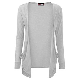 Girls Boyfriend Cardigan Plain Long Sleeve Fashion Open Top with Pockets Grey 11-12 Years