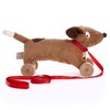 Ragtales RT501 Wooster Wooden Pull-Along Daschund Dog Soft Toy, Red