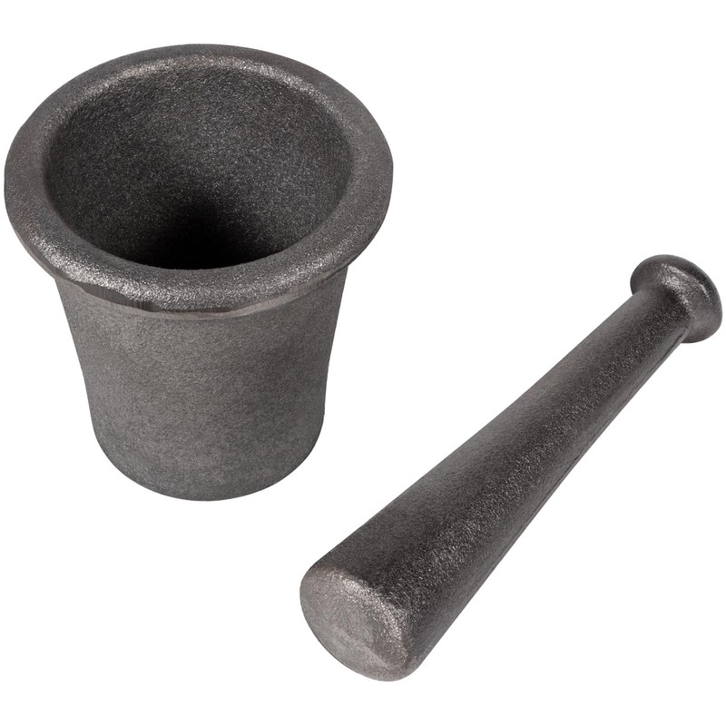 Cast Iron Mortar Pestle Tool Set Rock-Ore Crusher Grinder Large