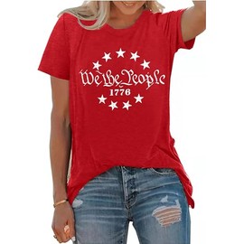 We The People 1776 Shirts for Women 4th of July T-Shirts American Flag Tee Patriotic Graphic Shirt Tops
