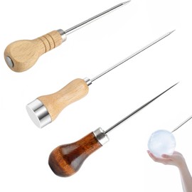 3PCS Bradawl Tools, Ice Picks for Breaking Ice, Stainless Steel Awl with Wooden Handle, Essential for DIY Projects, Crafting, Woodworking, and Cobbler Work for Kitchen, Bars, Bartender