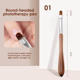 TipTrendz Nail Art Brushes Round-headed Phototherapy Pen Nail Drawing Pen For Nail Design, 01