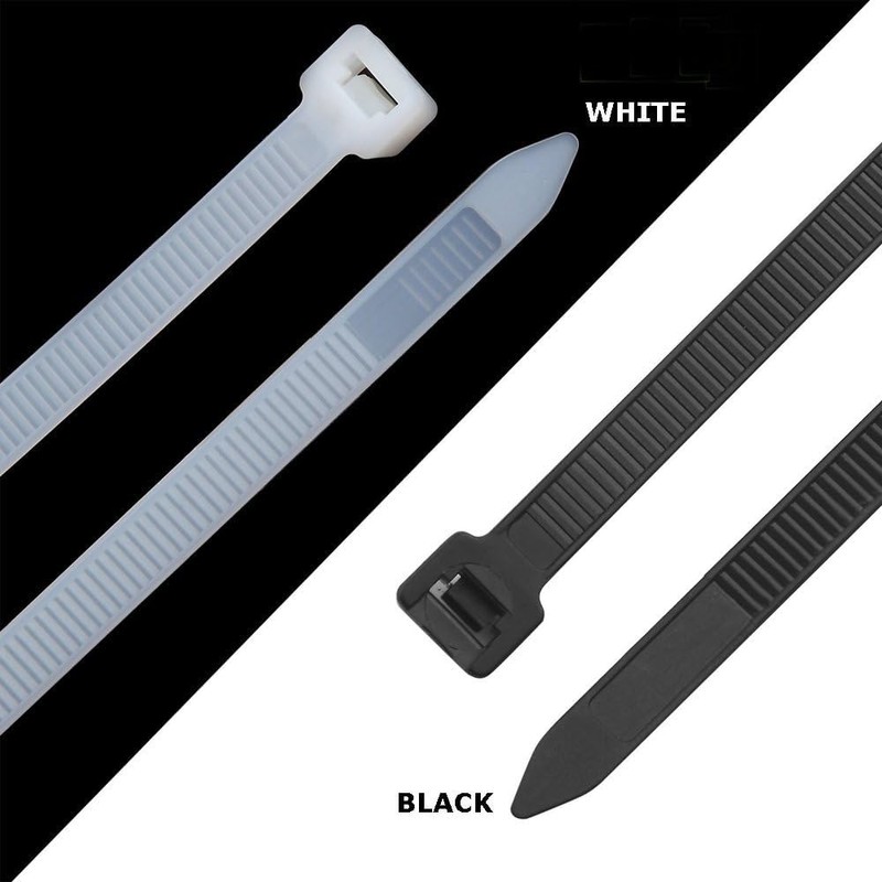 200 Pack of White Cable Ties, 200mm x 3.6mm, 8"