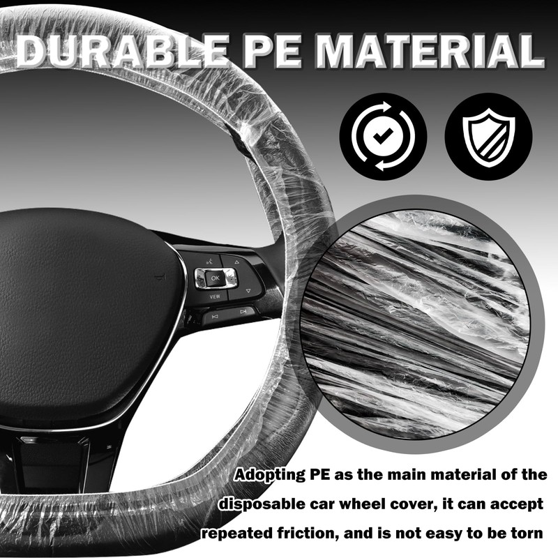 100PCS Car Disposable Steering Wheel Covers,Plastic Steering Wheel Cover Provides