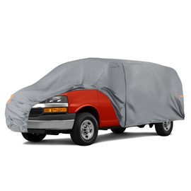 Waterproof Car Cover Compatible with 2003-2025 Chevy Express/GMC Savana Cargo Van 1500/2500/3500 Extended Length LWB, 10 Layers All Weather Car Covers and Zipper Door for Snow Rain Dust Protection