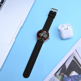 Anbeer Silicone Watch Band 18mm Quick Release Rubber Replacement Strap for Men Women - Extra Long, Black with Black Buckle